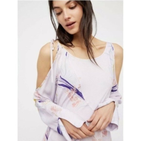 Free People Clear Skies Printed Cold-Shoulder Top - Picture 3 of 3